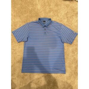 Vtg Nike Golf Polo Shirt Mens XL Blue Striped Short Sleeve Dri Fit 90s